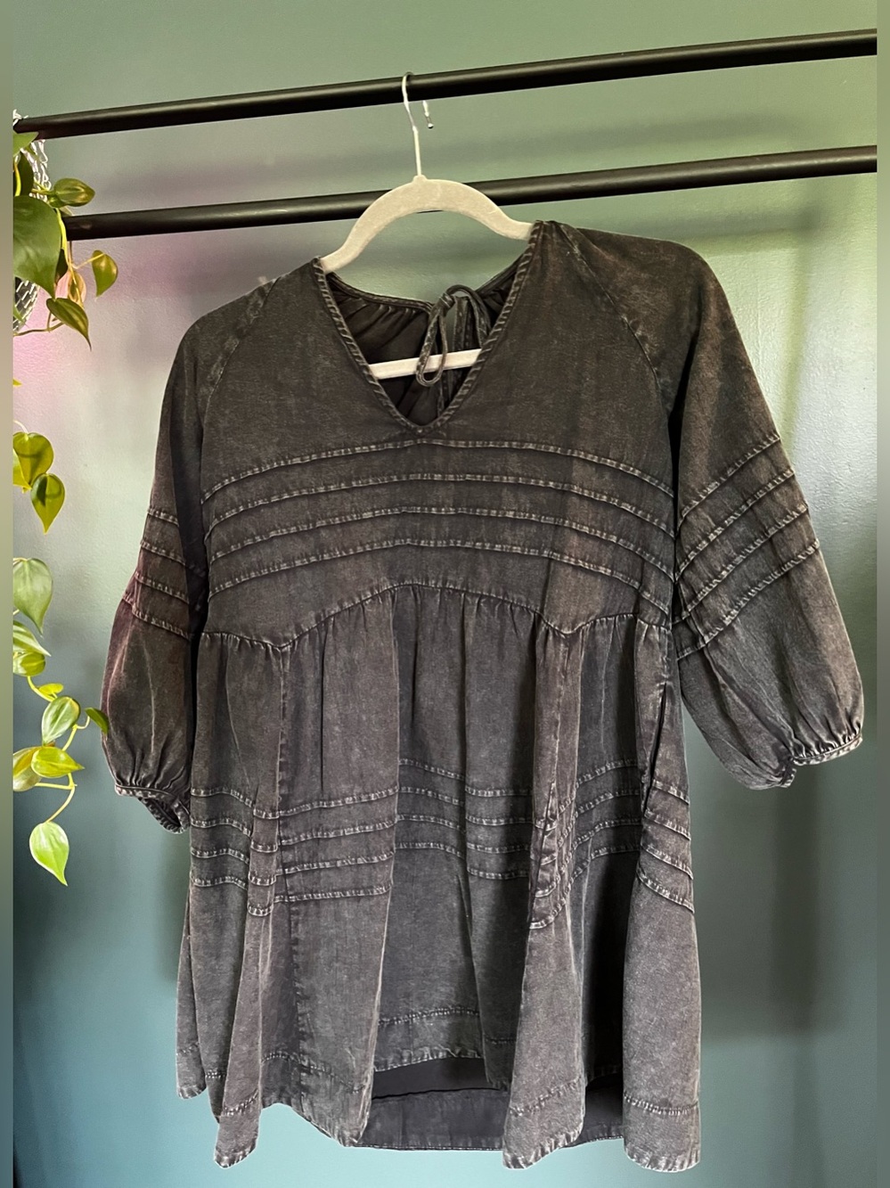 Mustard Seed Washed Black V-Neck Dress